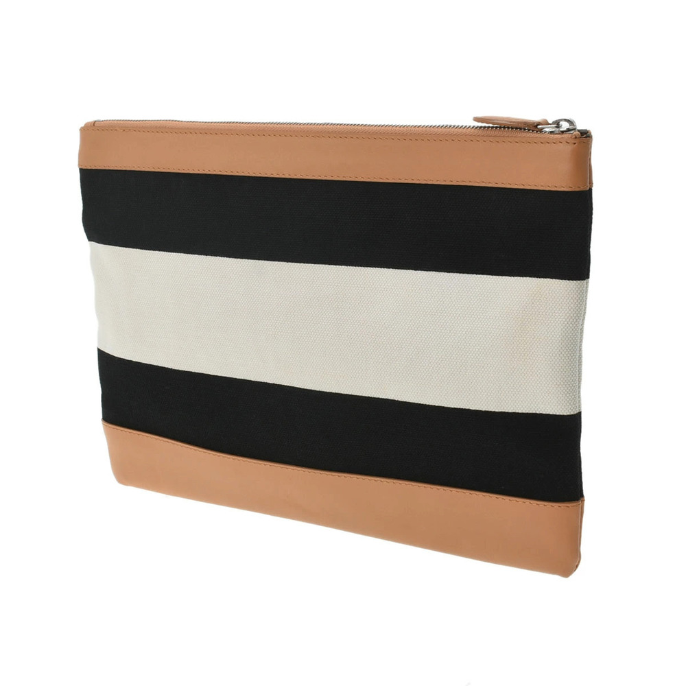 Balenciaga Clutch Navy White Canvas Bag Blue Clip Blue White